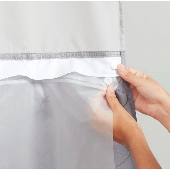 Hookless It'S a Snap! Plastic PEVA Snap In Replacement Shower Curtain Liner New - Picture 6 of 12